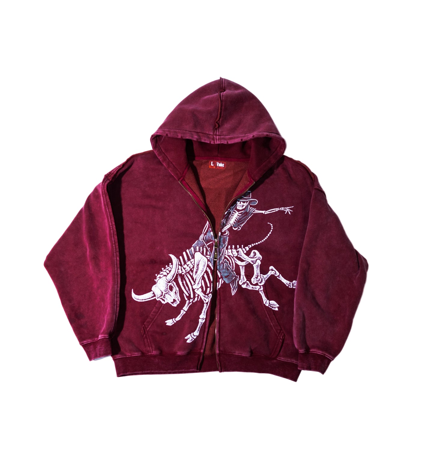 Double Zip Bull Rider Hoodie (Vintage Red)