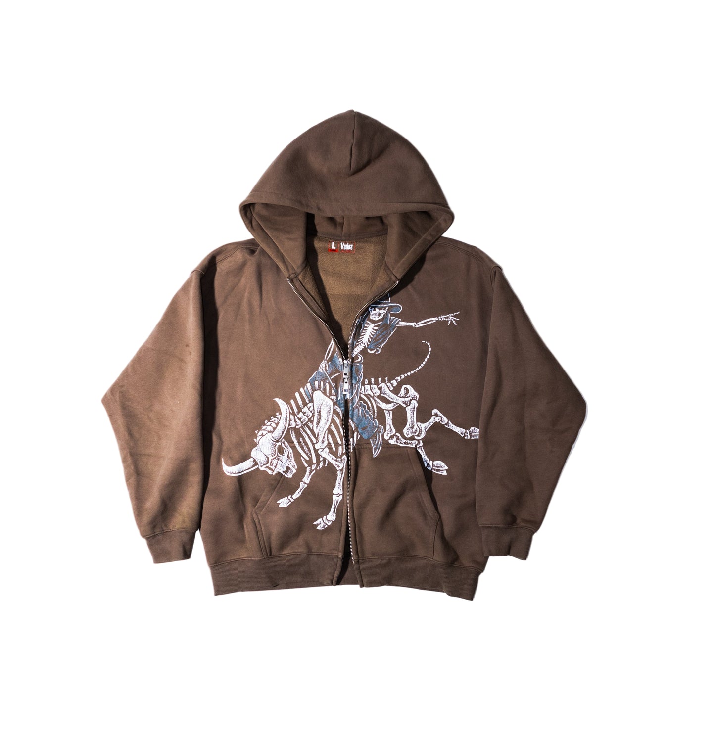 Double Zip Bull Rider Hoodie (Brown)